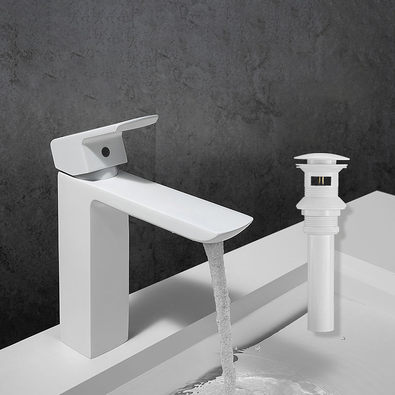 Modern Lever Handles Sink Faucet White Brass Bathroom Sink Faucet