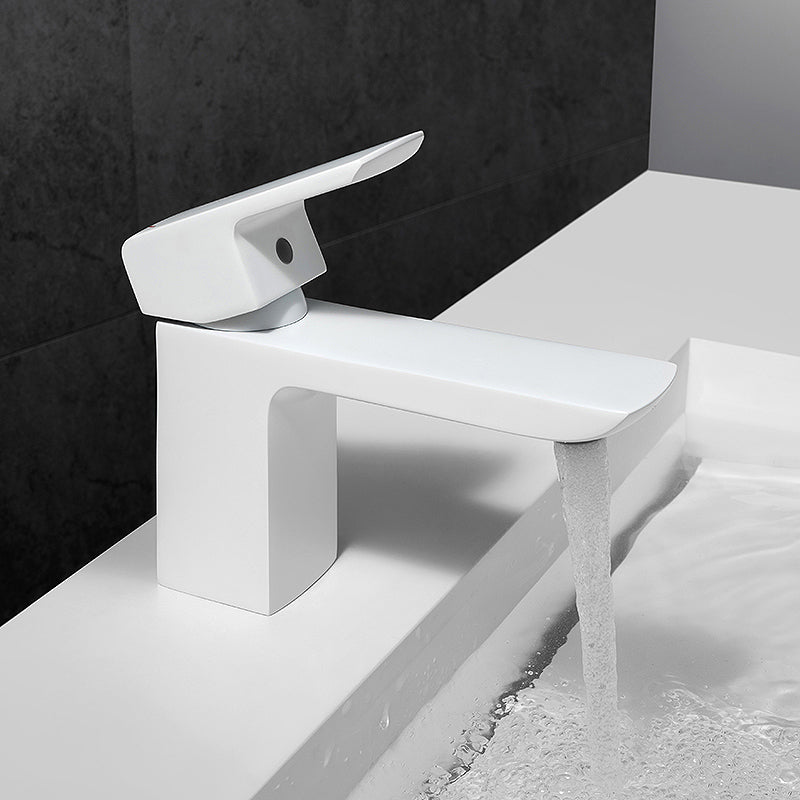 Modern Lever Handles Sink Faucet White Brass Bathroom Sink Faucet