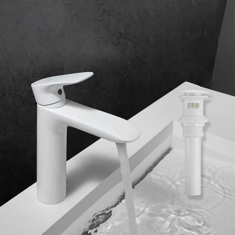 Modern Lever Handles Sink Faucet White Brass Bathroom Sink Faucet
