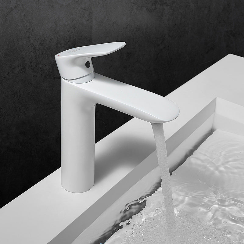 Modern Lever Handles Sink Faucet White Brass Bathroom Sink Faucet