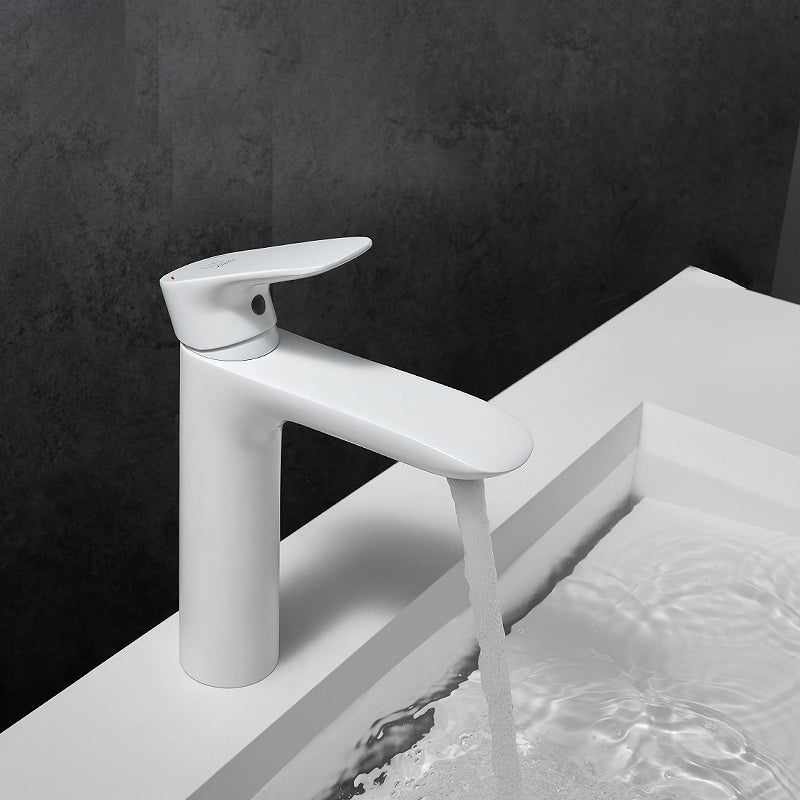 Modern Lever Handles Sink Faucet White Brass Bathroom Sink Faucet