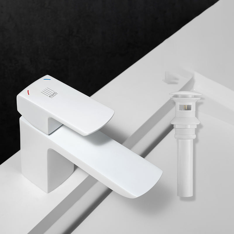 Modern Lever Handles Sink Faucet White Brass Bathroom Sink Faucet