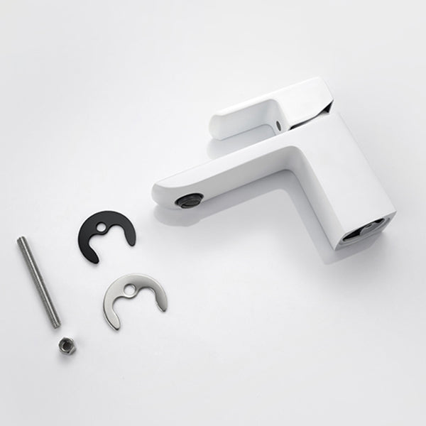 Modern Lever Handles Sink Faucet White Brass Bathroom Sink Faucet
