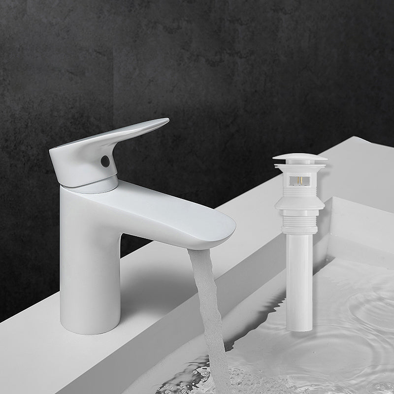Modern Lever Handles Sink Faucet White Brass Bathroom Sink Faucet