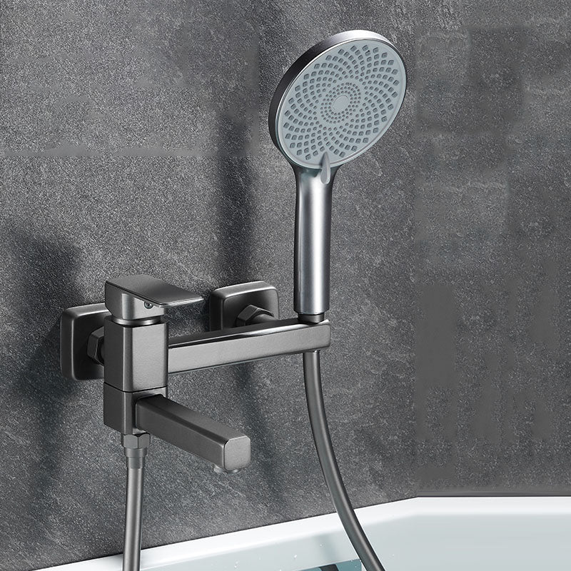 Wall Mounted Tub Filler Modern Single Lever Handle Swivel Tub Filler with Handshower