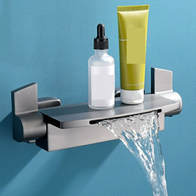 Wall Mounted Metal Tub Filler Double Handles Waterfall Faucet