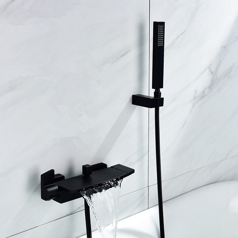 Wall Mounted Metal Tub Filler Double Handles Waterfall Faucet