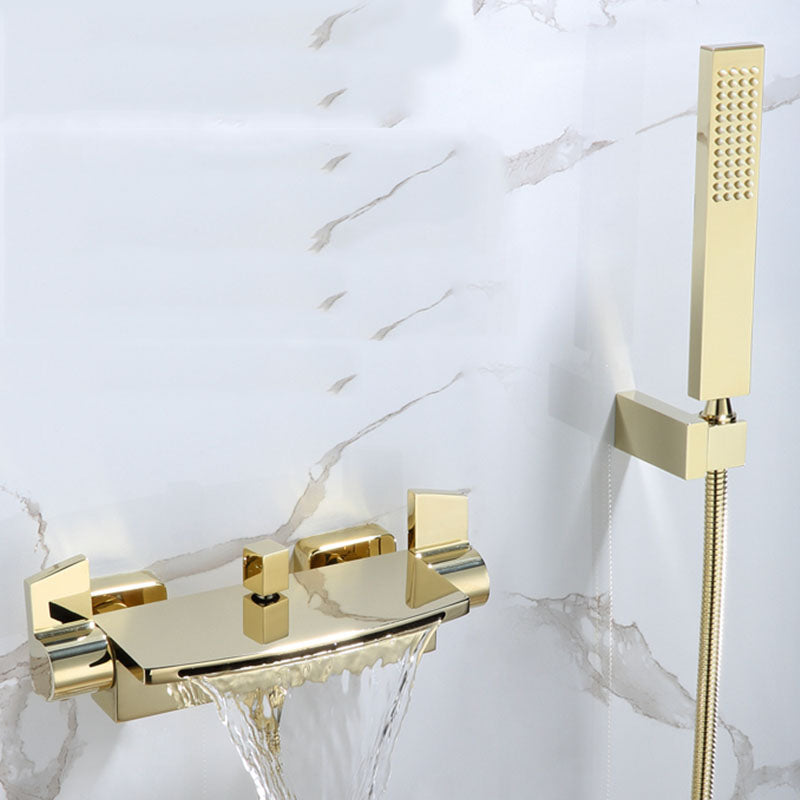 Traditional Wall Mounted Metal Tub Filler Low Arc Waterfall Tub Faucet Trim