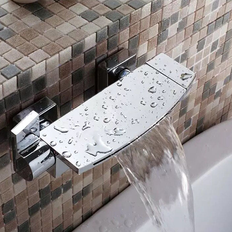Traditional Wall Mounted Metal Tub Filler Low Arc Waterfall Tub Faucet Trim