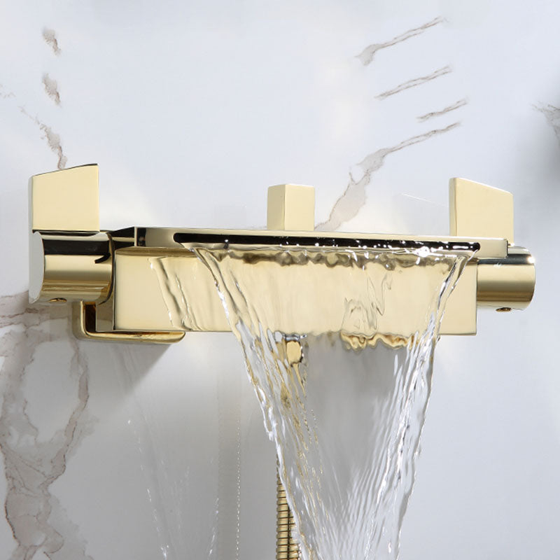 Traditional Wall Mounted Metal Tub Filler Low Arc Waterfall Tub Faucet Trim