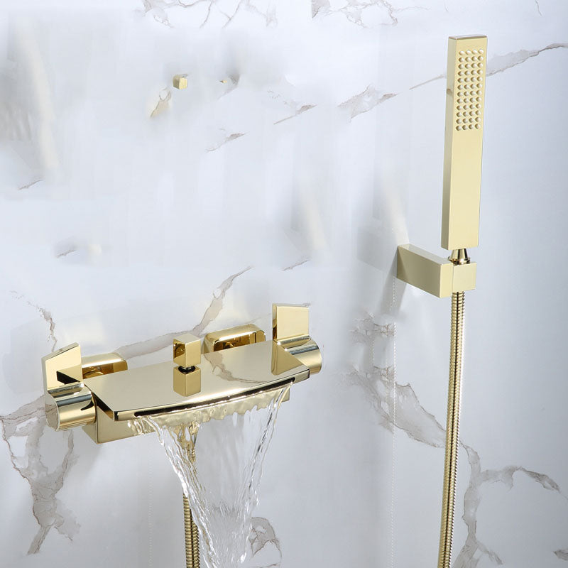 Traditional Wall Mounted Metal Tub Filler Low Arc Waterfall Tub Faucet Trim