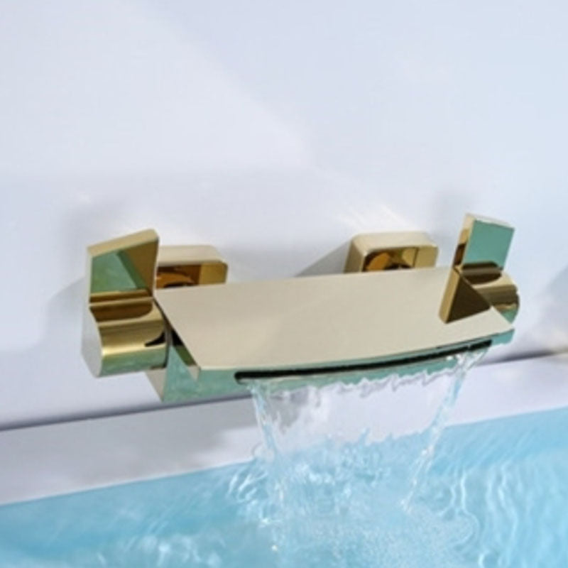 Traditional Wall Mounted Metal Tub Filler Low Arc Waterfall Tub Faucet Trim
