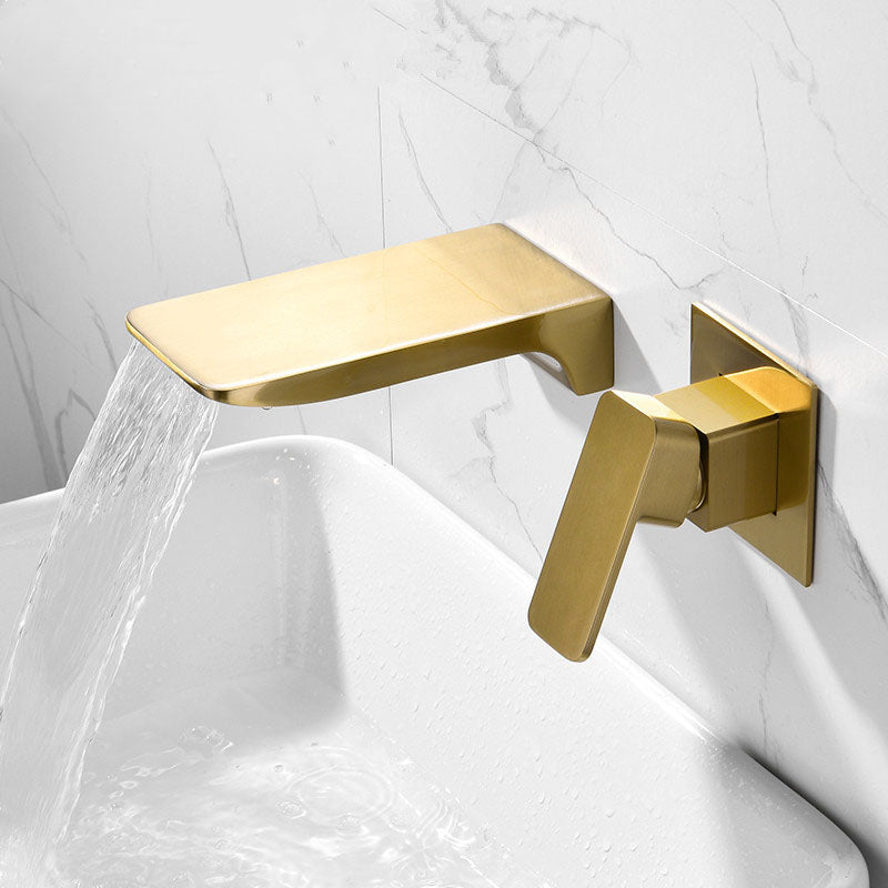 Contemporary Wall Mounted Metal Tub Filler Low Arc Waterfall Bathroom Faucet