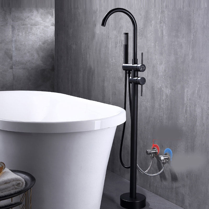Floor Mounted Copper Freestanding Tub Filler Freestanding High Arc Tub Metal Filler Trim