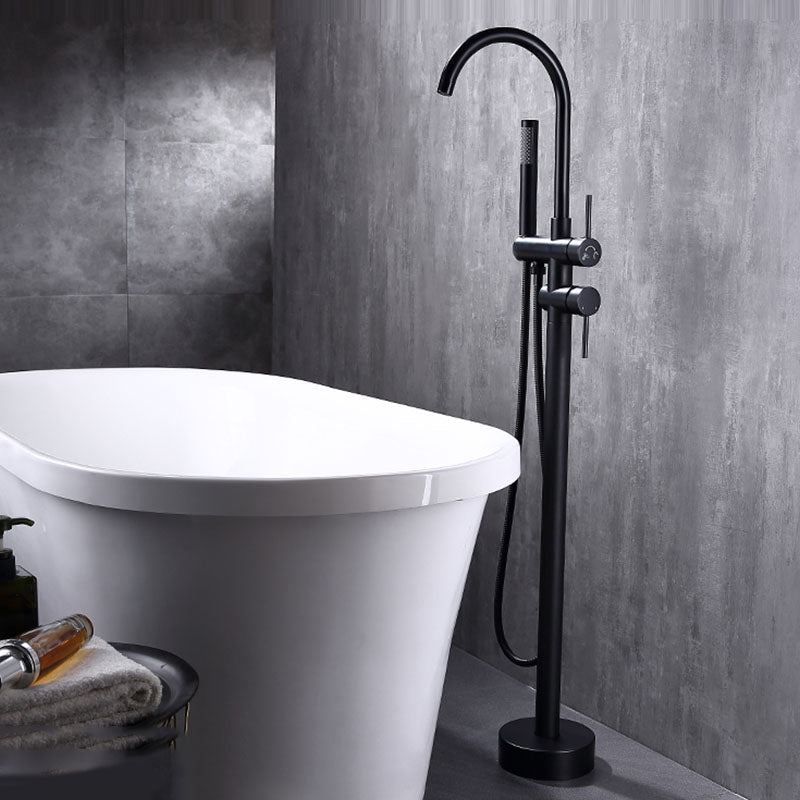 Floor Mounted Copper Freestanding Tub Filler Freestanding High Arc Tub Metal Filler Trim