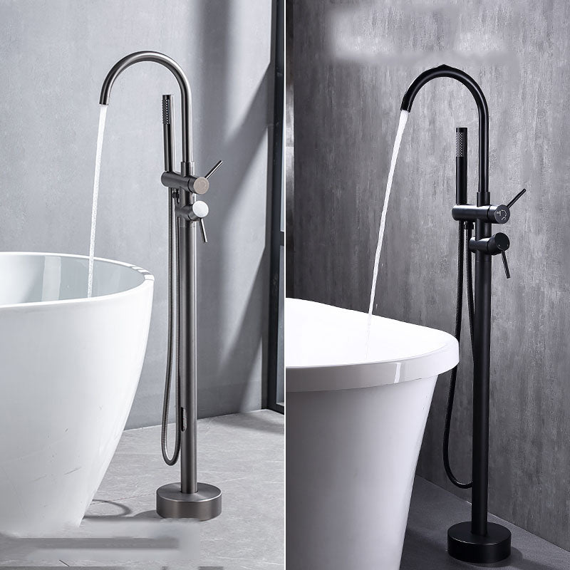 Floor Mounted Copper Freestanding Tub Filler Freestanding High Arc Tub Metal Filler Trim