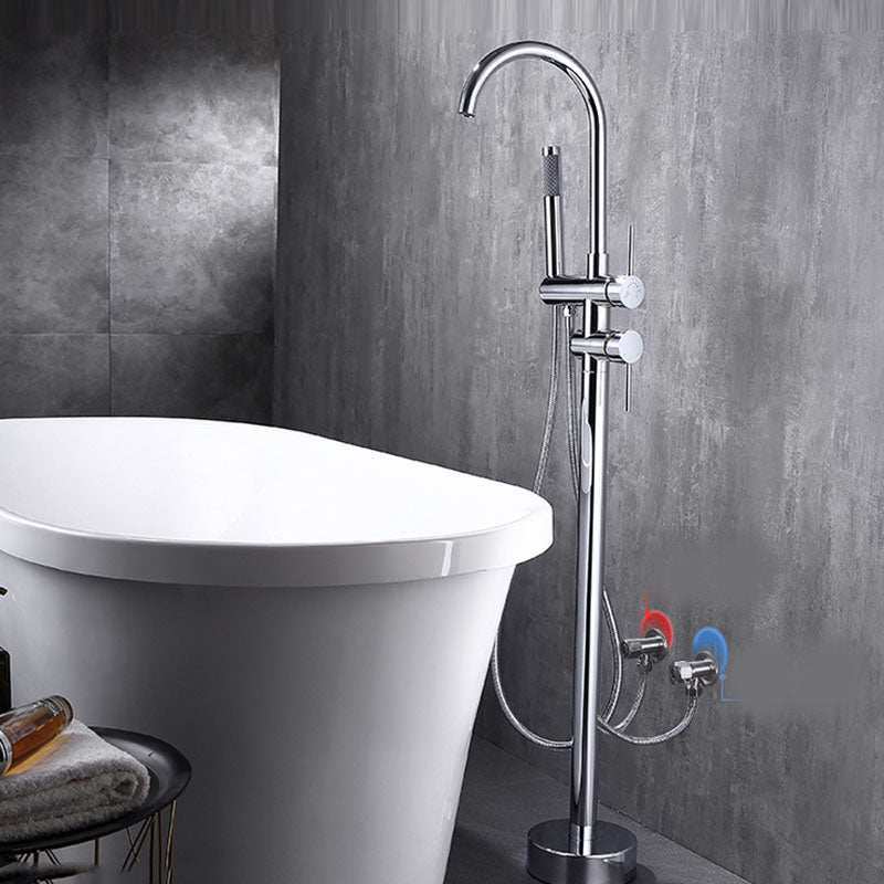 Floor Mounted Copper Freestanding Tub Filler Freestanding High Arc Tub Metal Filler Trim