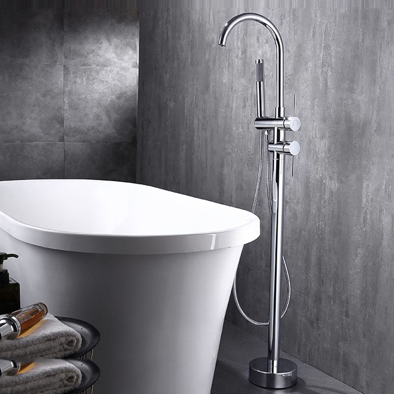 Floor Mounted Copper Freestanding Tub Filler Freestanding High Arc Tub Metal Filler Trim