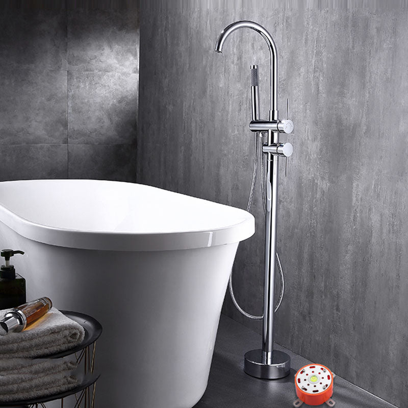 Floor Mounted Copper Freestanding Tub Filler Freestanding High Arc Tub Metal Filler Trim