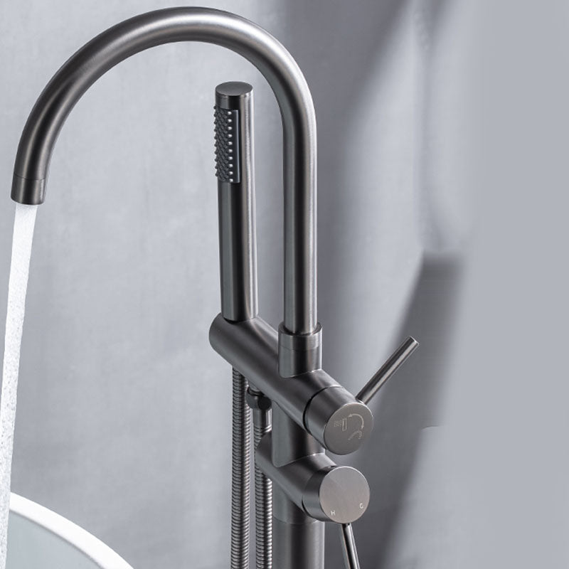 Floor Mounted Copper Freestanding Tub Filler Freestanding High Arc Tub Metal Filler Trim
