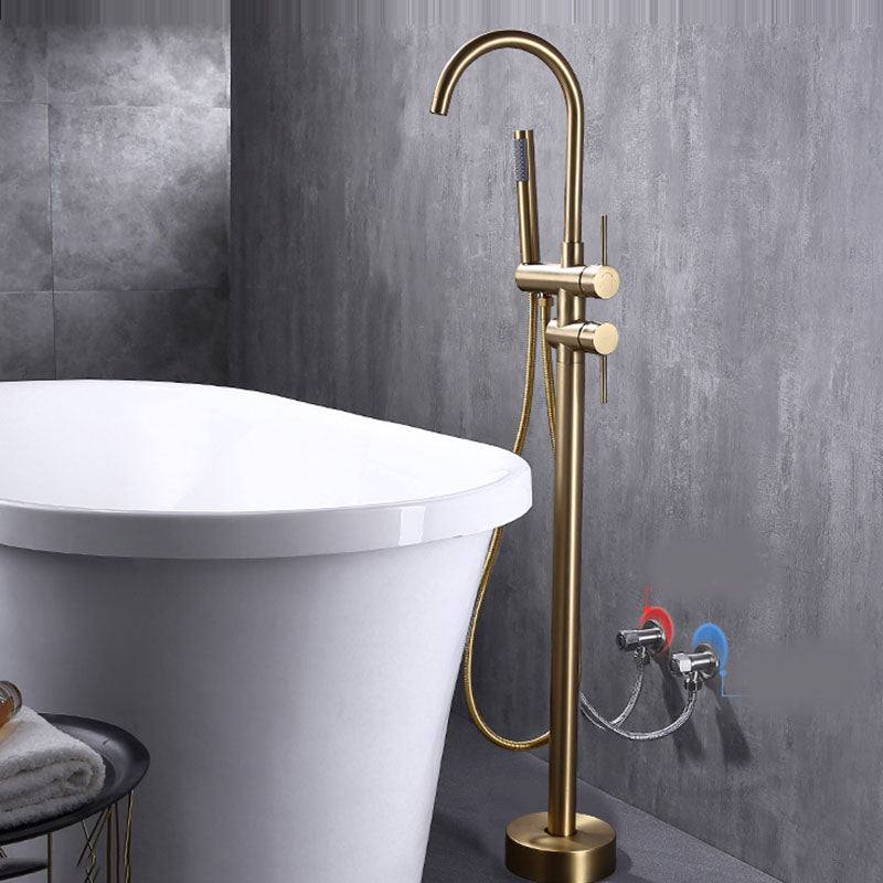 Floor Mounted Copper Freestanding Tub Filler Freestanding High Arc Tub Metal Filler Trim