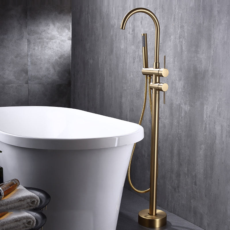 Floor Mounted Copper Freestanding Tub Filler Freestanding High Arc Tub Metal Filler Trim