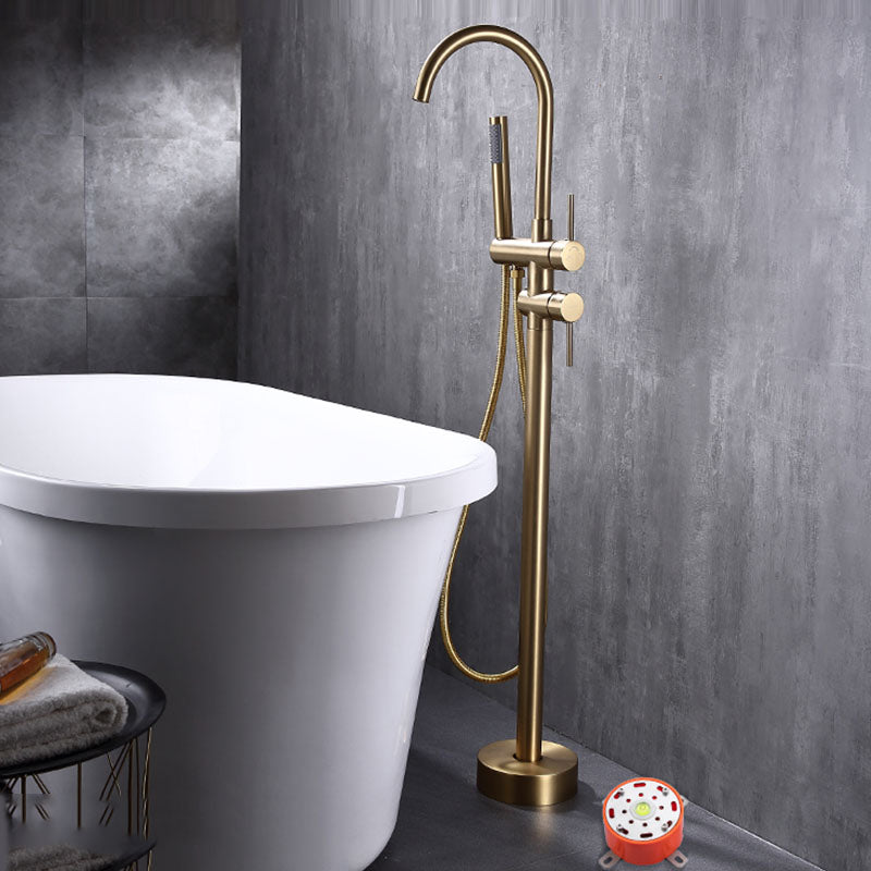 Floor Mounted Copper Freestanding Tub Filler Freestanding High Arc Tub Metal Filler Trim