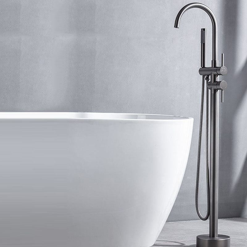 Floor Mounted Copper Freestanding Tub Filler Freestanding High Arc Tub Metal Filler Trim