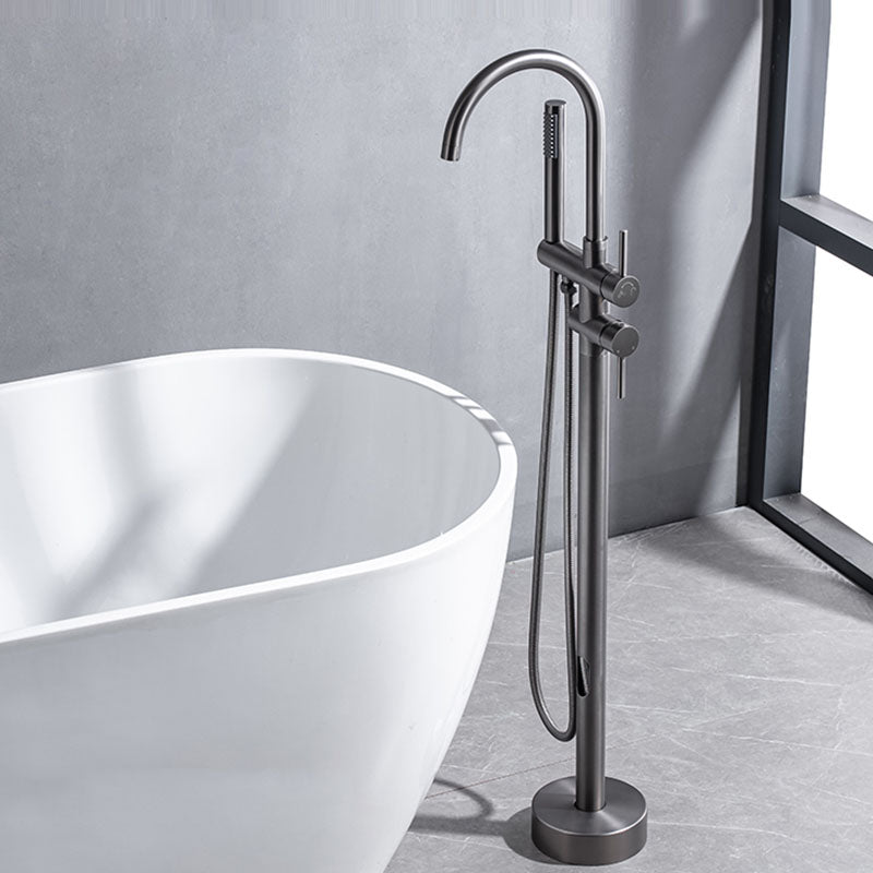Floor Mounted Copper Freestanding Tub Filler Freestanding High Arc Tub Metal Filler Trim
