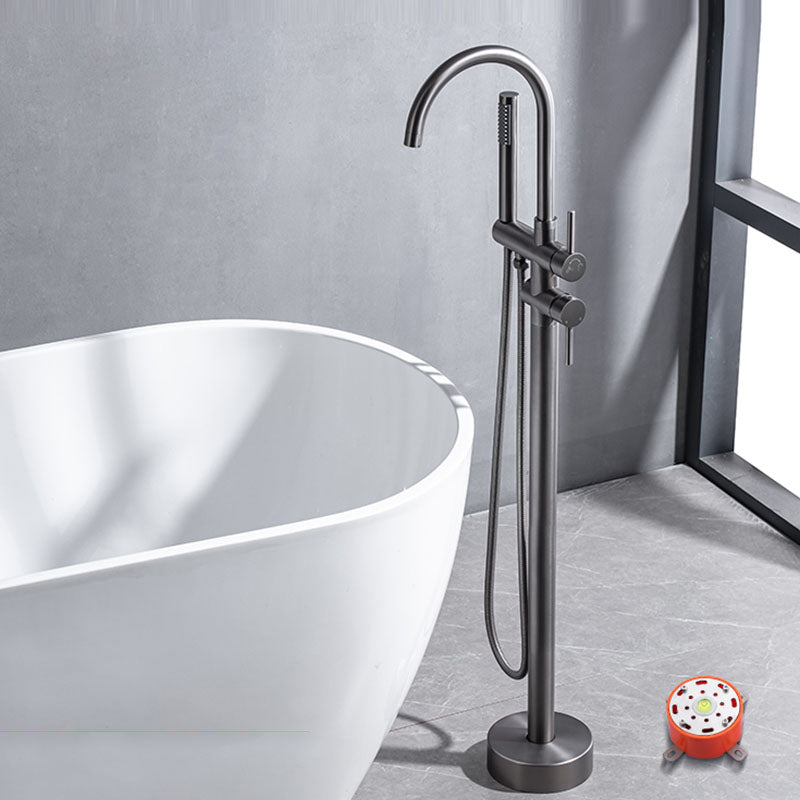 Floor Mounted Copper Freestanding Tub Filler Freestanding High Arc Tub Metal Filler Trim