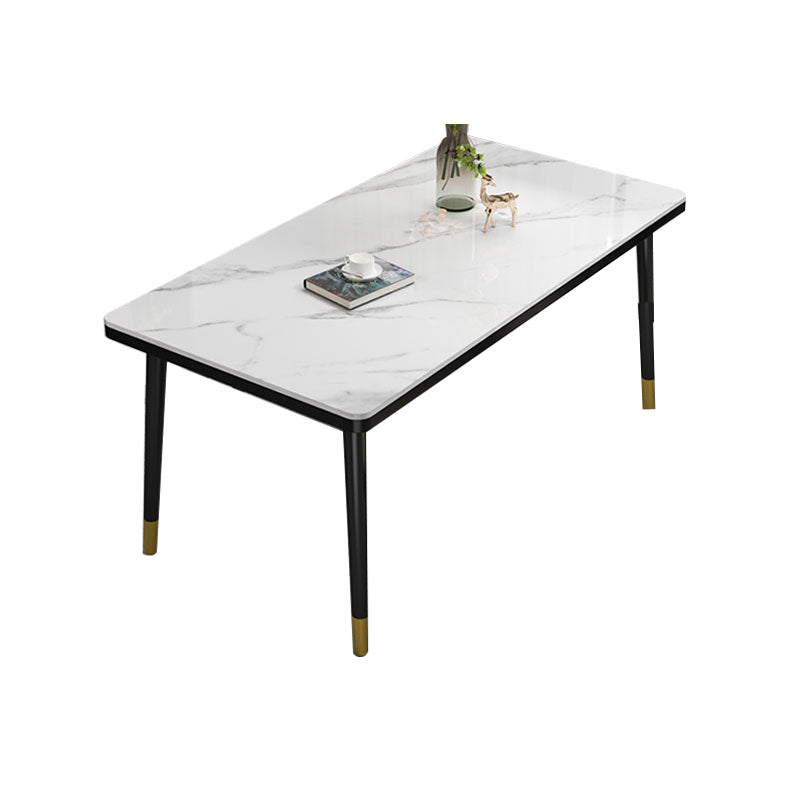 Rectangle Stone Top Dining Table Glam Style Kitchen Dining Table