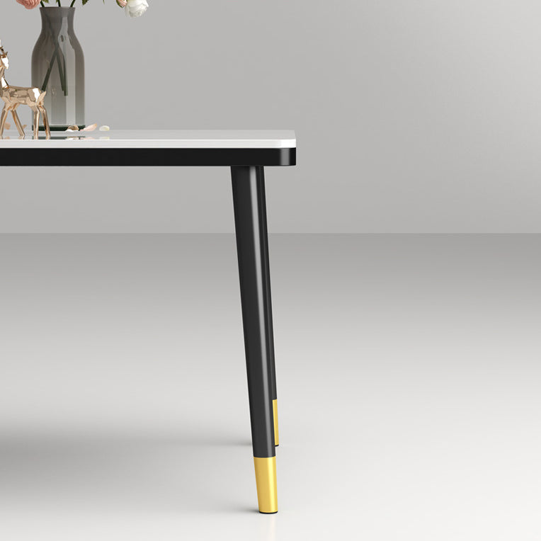 Rectangle Stone Top Dining Table Glam Style Kitchen Dining Table
