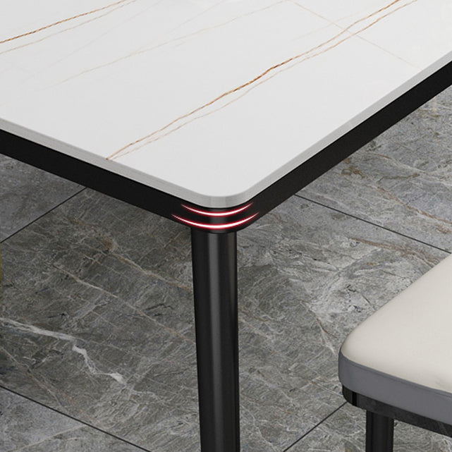 Rectangle Stone Top Dining Table Glam Style Kitchen Dining Table