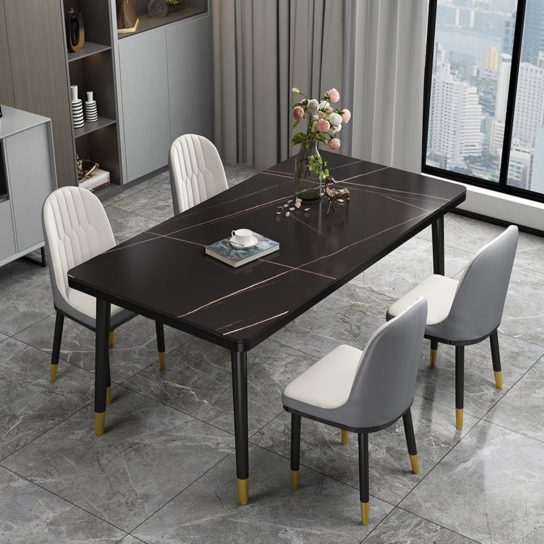 Rectangle Stone Top Dining Table Glam Style Kitchen Dining Table