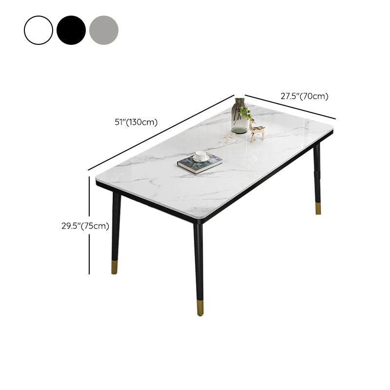 Rectangle Stone Top Dining Table Glam Style Kitchen Dining Table