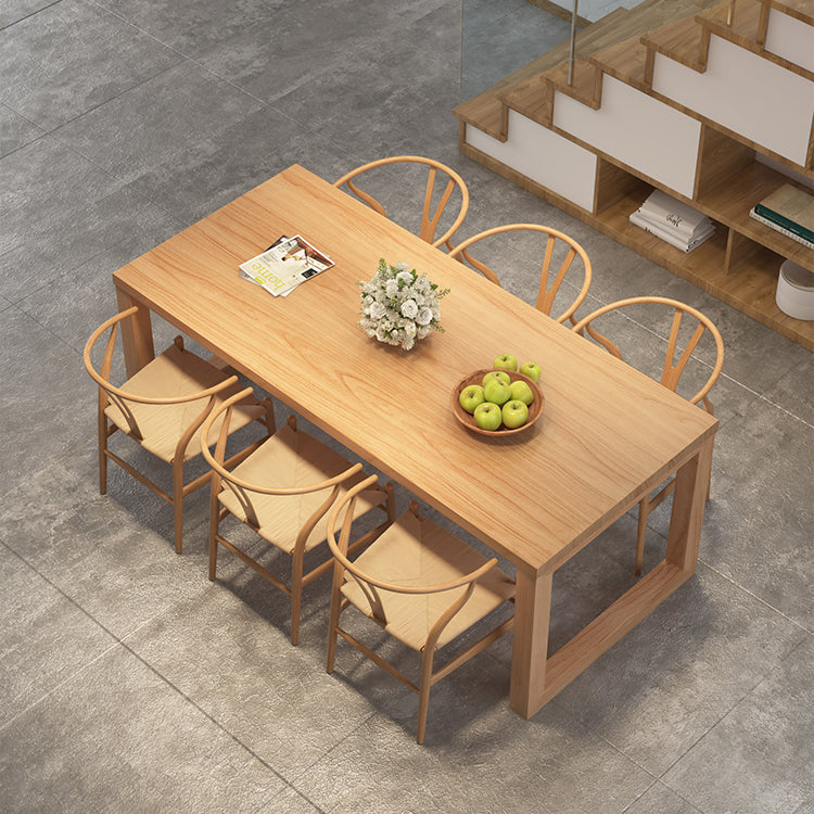 Simplicity Style Dinette Table Rectangle Solid Wood Dinner Table in Natural