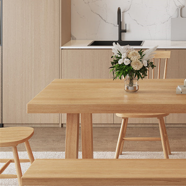 Simplicity Style Dinette Table Rectangle Solid Wood Dinner Table in Brown