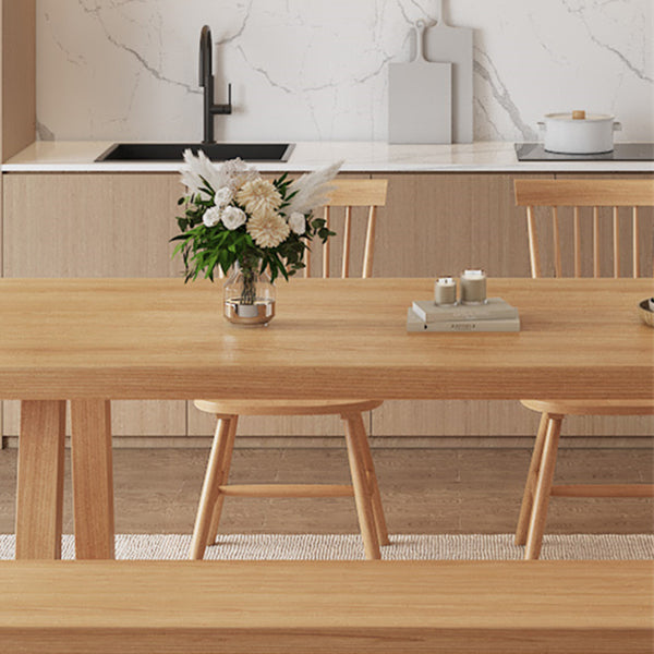 Simplicity Style Dinette Table Rectangle Solid Wood Dinner Table in Brown