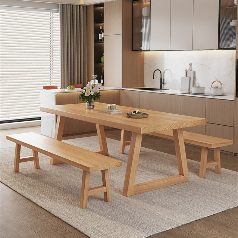 Simplicity Style Dinette Table Rectangle Solid Wood Dinner Table in Brown