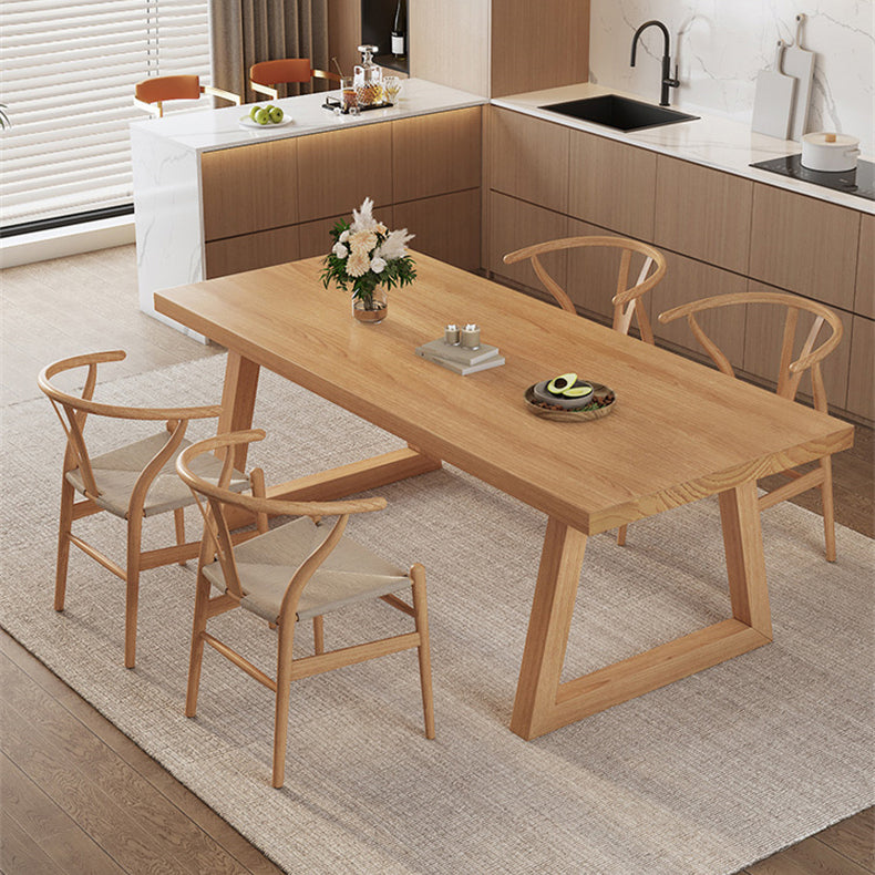 Simplicity Style Dinette Table Rectangle Solid Wood Dinner Table in Brown
