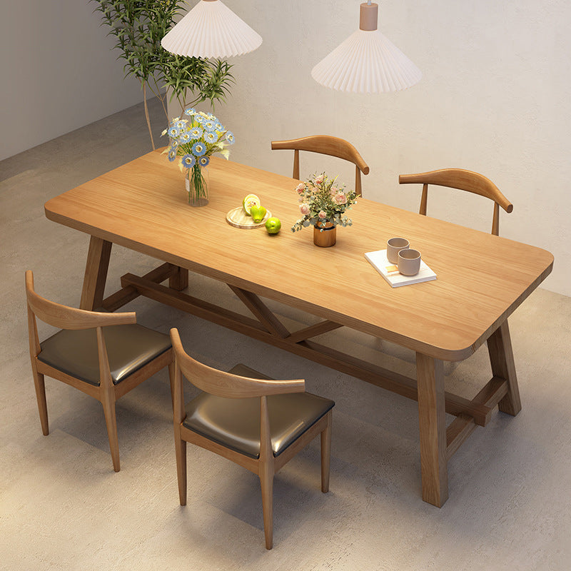 Industrial Dinette Table Solid Wood Rectangle Dinner Table in Brown