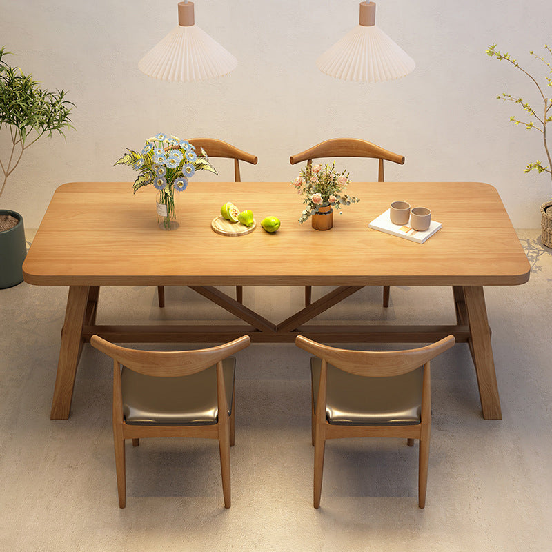 Industrial Dinette Table Solid Wood Rectangle Dinner Table in Brown
