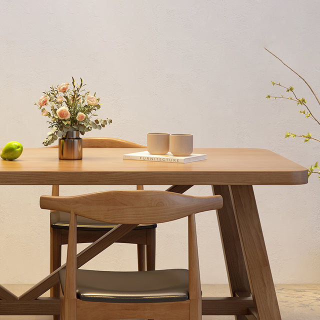 Industrial Dinette Table Solid Wood Rectangle Dinner Table in Brown