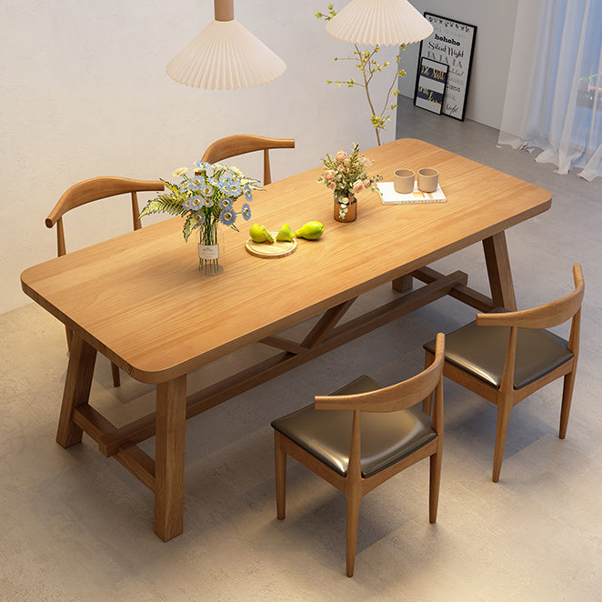 Industrial Dinette Table Solid Wood Rectangle Dinner Table in Brown