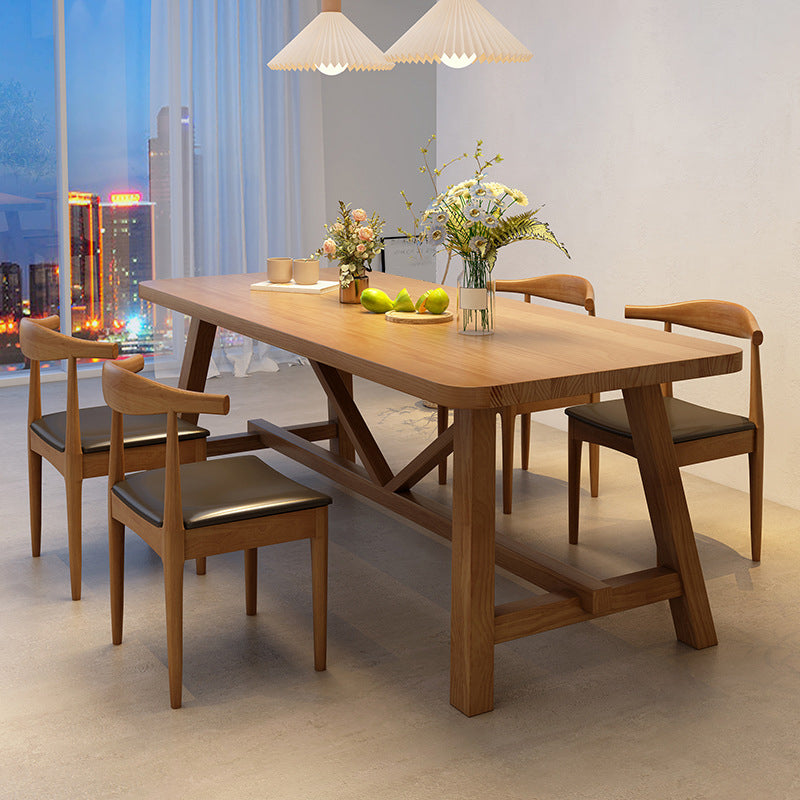 Industrial Dinette Table Solid Wood Rectangle Dinner Table in Brown