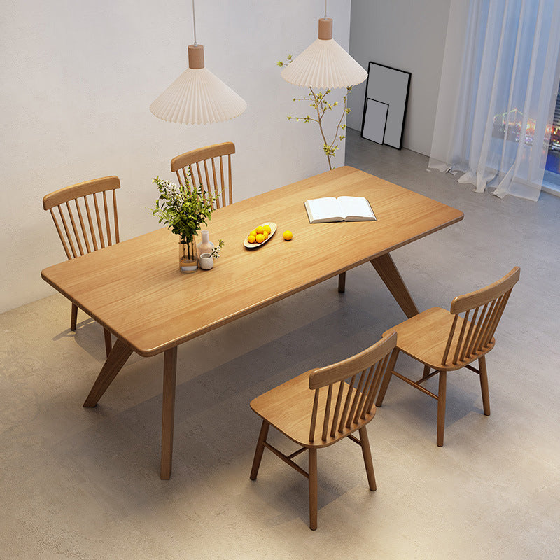 Industrial Style Dinette Table Solid Wood Rectangle Dinner Table in Brown
