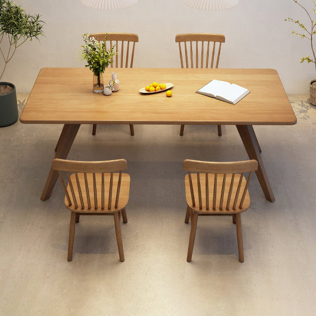 Industrial Style Dinette Table Solid Wood Rectangle Dinner Table in Brown