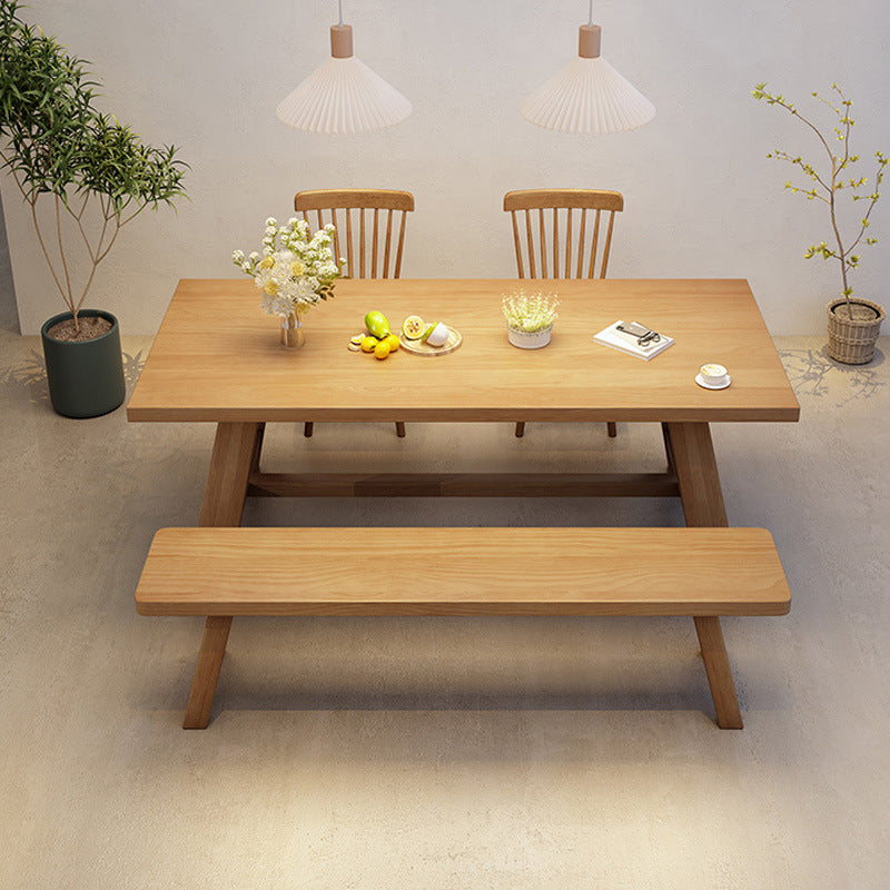 Industrial Style Dinette Table Rectangle Solid Wood Dinner Table in Brown