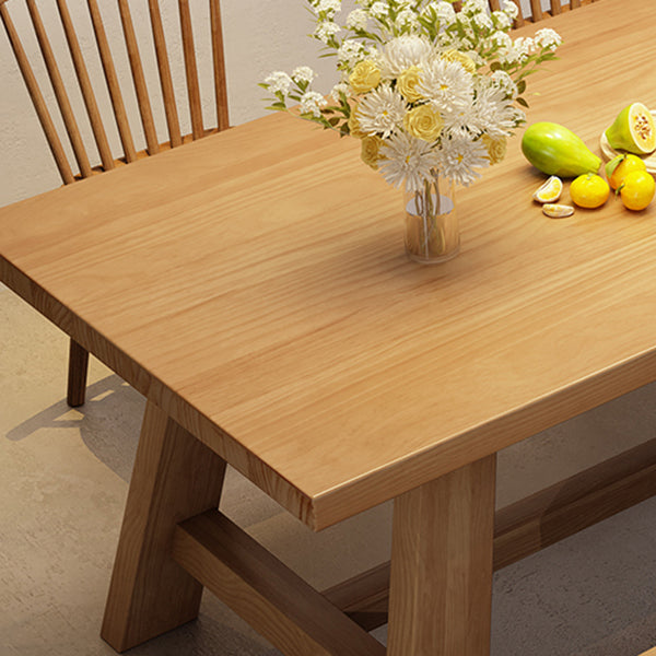 Industrial Style Dinette Table Rectangle Solid Wood Dinner Table in Brown