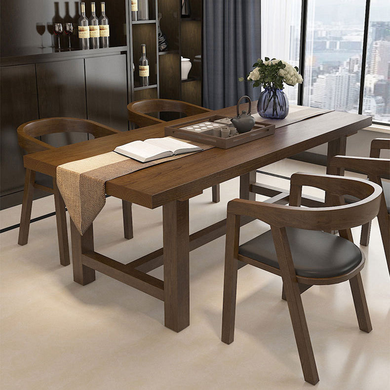 Industrial Dinette Table Rectangle Solid Wood Dinner Table in Brown